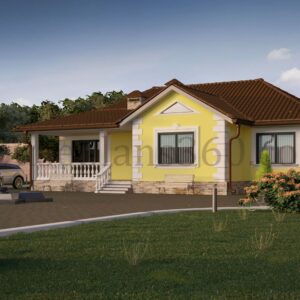 plan of a one-story house with patio