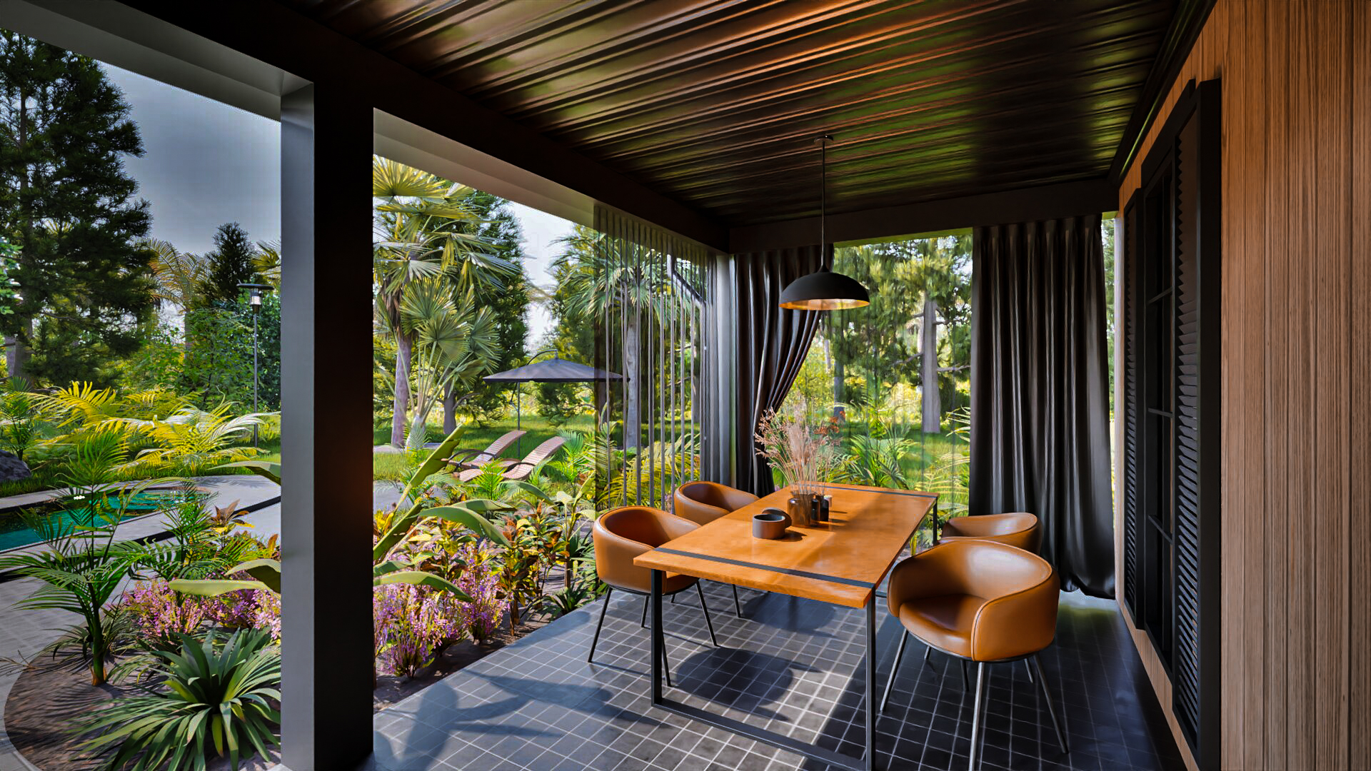 3D model with exterior, interior design and plot elements